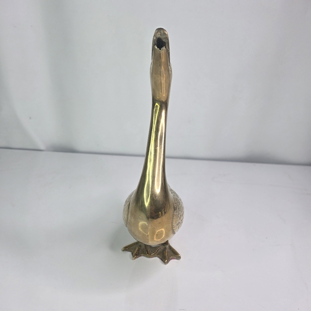 Vintage Brass Duck Goose Webbed Feet Legs Long Neck. - Picture 8 of 12